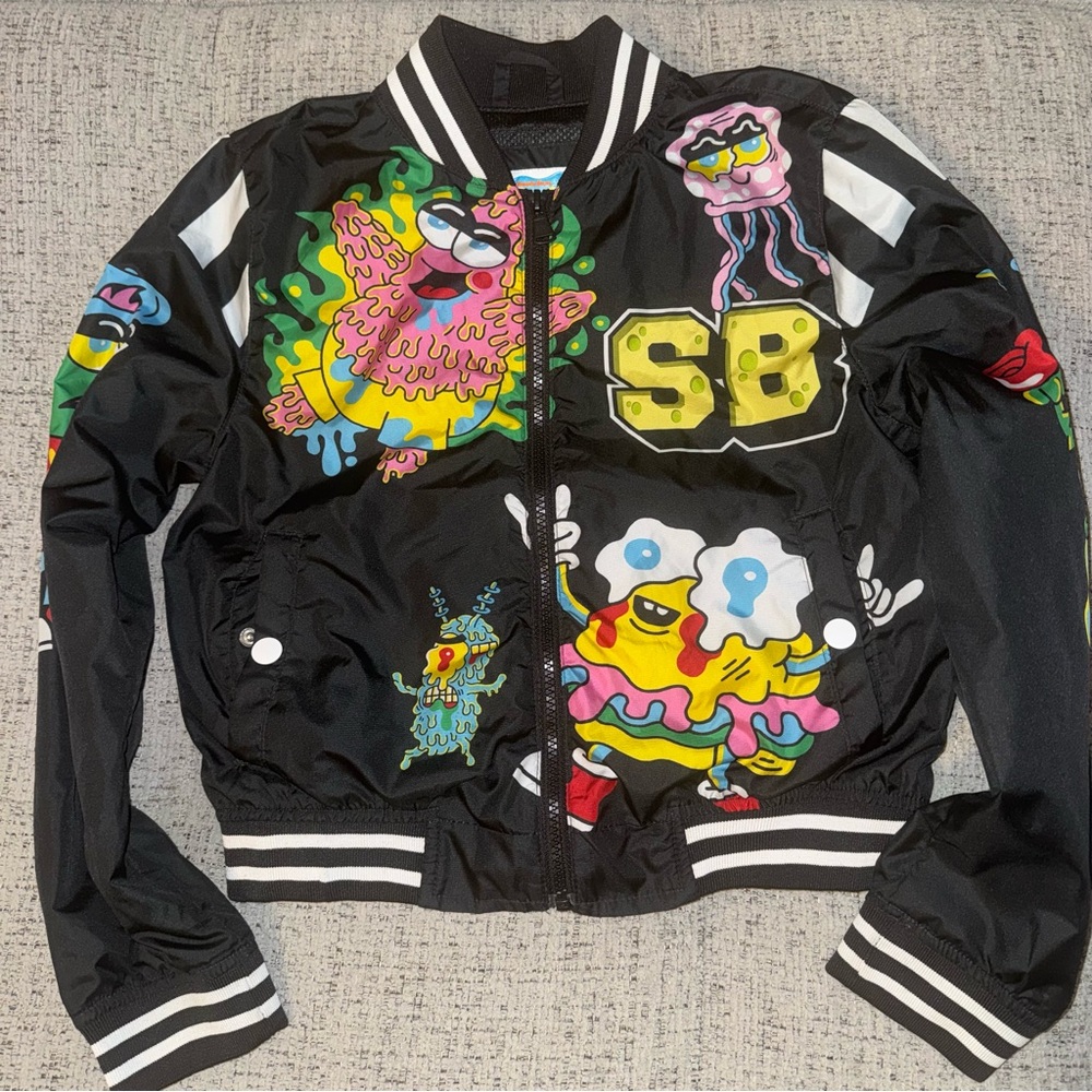 Nickelodeon‎ Kids Colorful Graphic Jacket Size 10/12 Members Only RARE